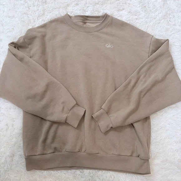 Alo Yoga Accolade Crew Neck Pullover Sweatshirt Size M/L Gravel Athleisure - Picture 5 of 8
